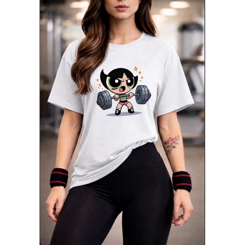 Camiseta Feminina Academia Docinho Superpoderosas Maromba Treino Blusa T-Shirt