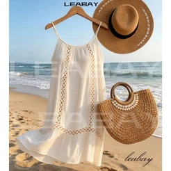Vestido de Alça Fina Evasê Saída de Praia Verão, Vestido alça fina, Vestido Curto Feminino Sem manga,moda praia feminina