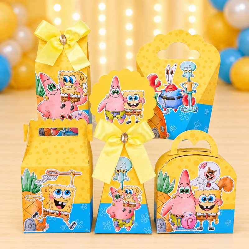 Kit Festa  Bob Esponja Caixinhas para festa infantis lembrancinhas de aniversario mimos decoração personalizados do tema