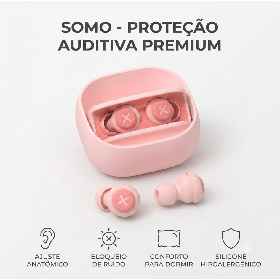 Protetores Auriculares de Silicone Rosa - Redução de Ruído, Conforto e Reutilizáveis
