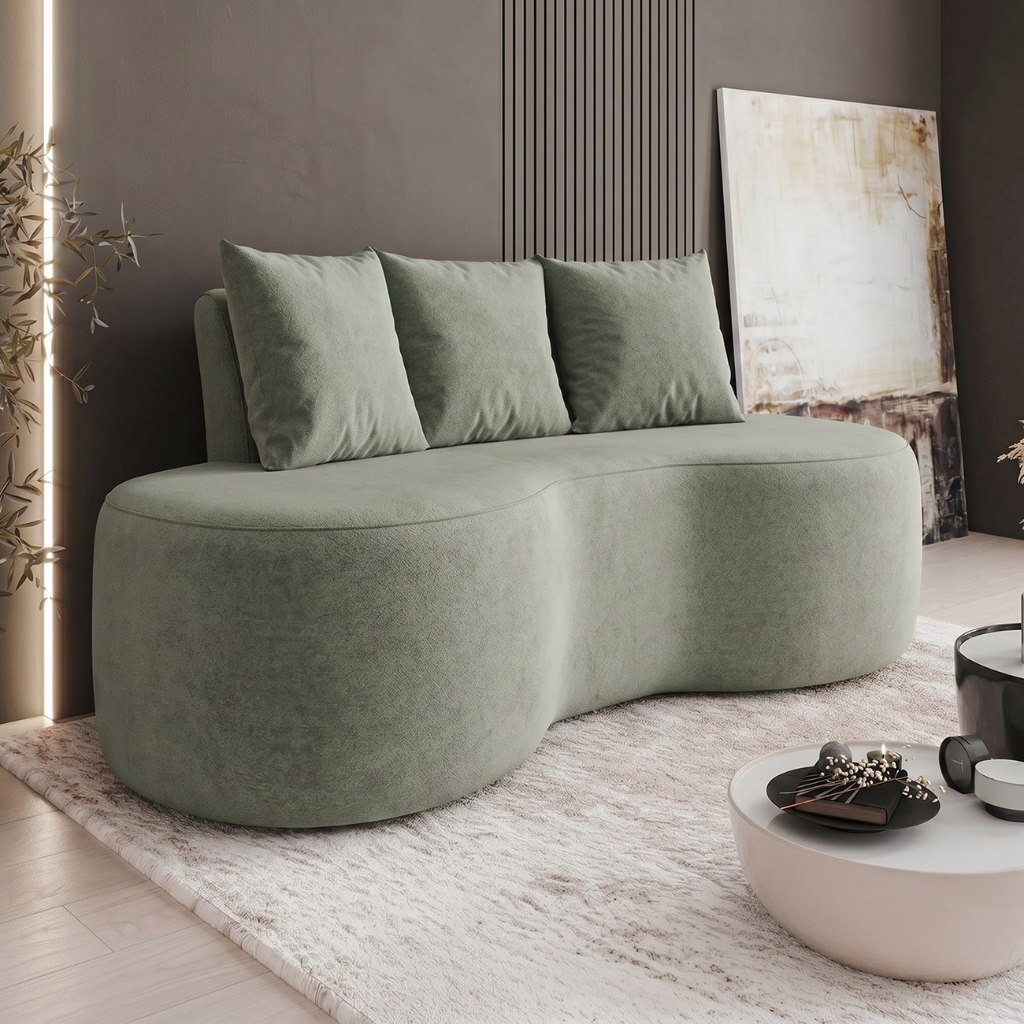 Sofá 2 Lugares 160cm Orgânico Viana B10 Bouclê Menta - Mpozenato
