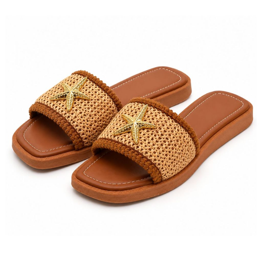 Sandalia Feminina Moda Nova Tendencia Rasteirinha Crochê Confortável Macia Leve Antiderrapante