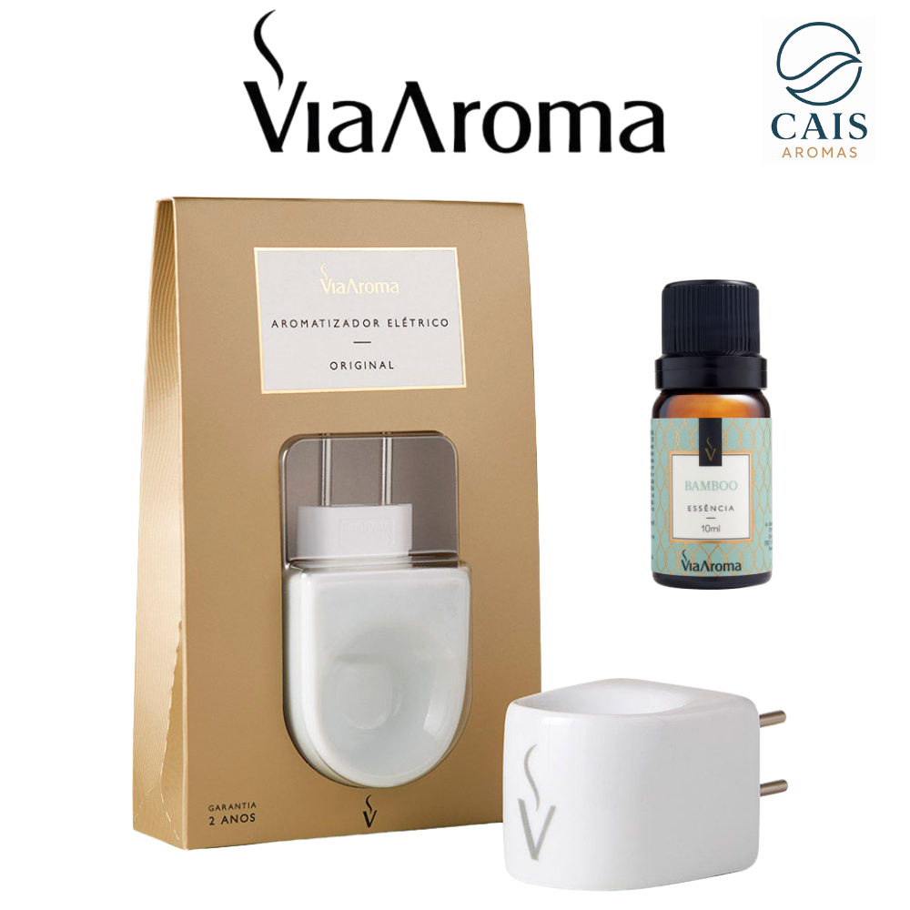 Kit Aromatizador Elétrico Via Aroma + Essência 10ml Difusor Bivolt Original