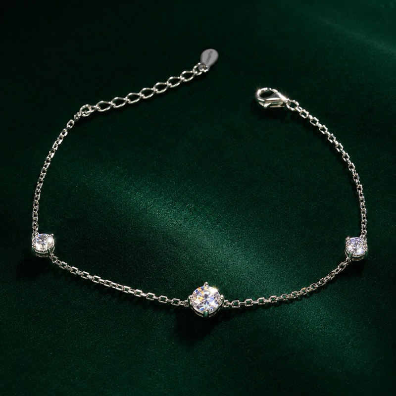 Pulseira Prata 925 com Pontos de Luz Moissanite 4mm Brilho Intenso