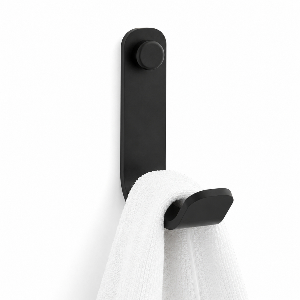 Gancho De Parede Multiuso Preto Fosco Para Toalha Plus Suporte Reforçado Varias Utilidade