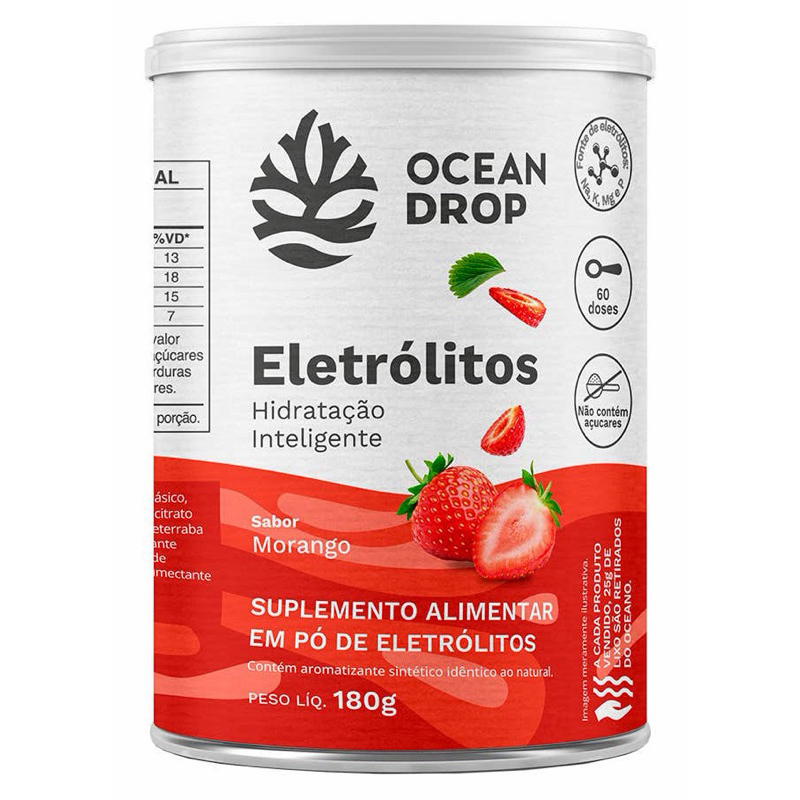 Eletrólitos em Pó Ocean Drop sabor Limão, tangerina, morango 180g — imagem 2 de 2