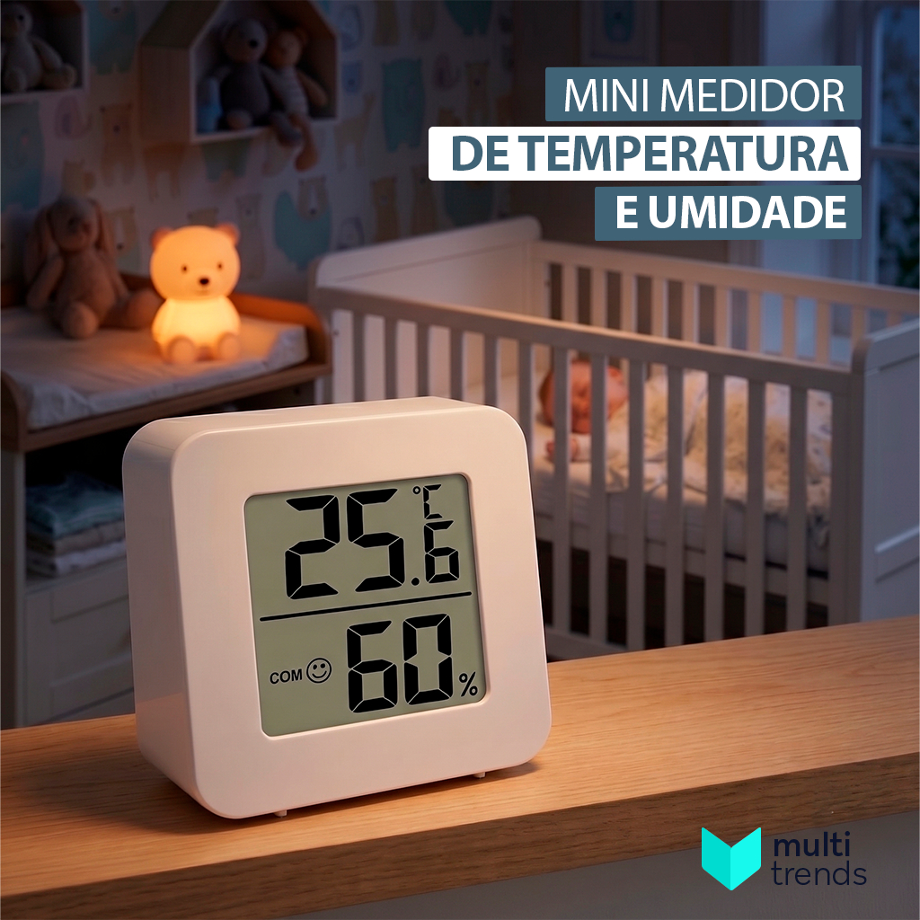 Mini Termômetro Digital LCD Higrômetro Sensor Medidor de Temperatura e Umidade de Ambiente Interno