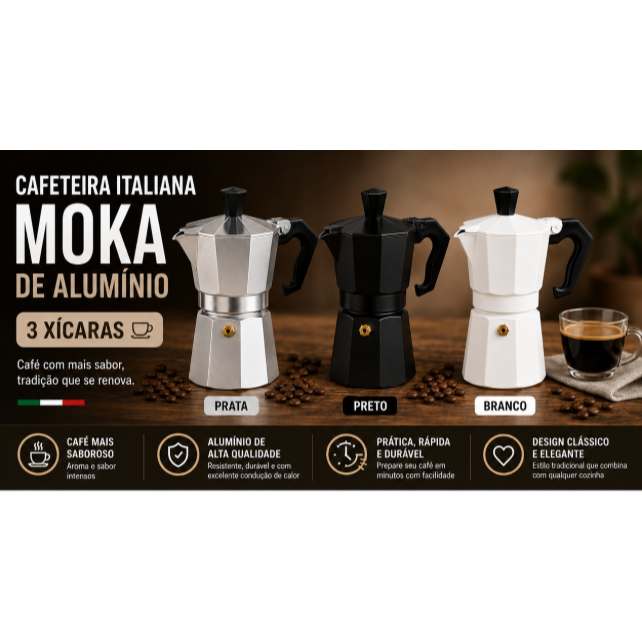 Cafeteira Italiana Moka 6/3 Xícaras De Alumínio
