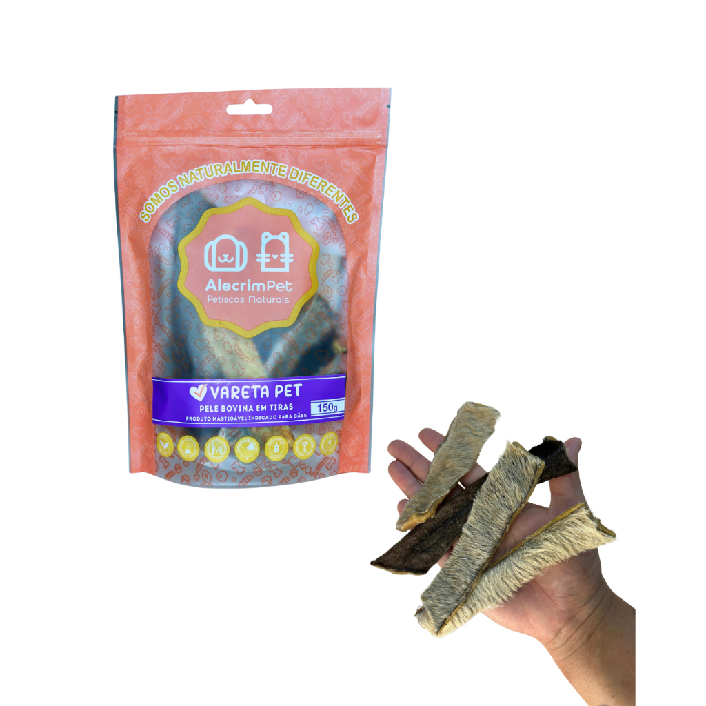Pele Bovina em Tiras Vareta Pet 150g Alecrim Pet Petisco Natural e Saudável para Cães