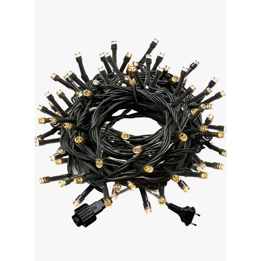 Cordão 100 Leds Amarela Luz Fixa C/fio Verde Blindado 220V -10 Metros