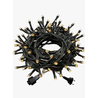 Cordão 100 Leds Amarela Luz Fixa C/fio Verde Blindado 220V -10 Metros