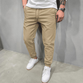 Calça Jogger Masculina Sarja com Punho Elástico Streetwear Casual Slim Conforto Premium Cordão Ajustável 4 Bolsos