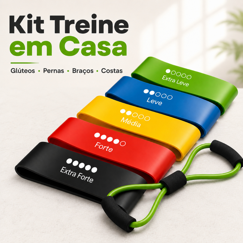 Kit 5 Mini Bands + Extensor Elástico Funcional
