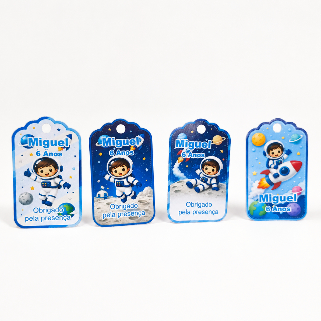 Tag Lembrancinha Astronauta Personalizada | Tema Espaço | Nome e Idade | Aniversário Infantil