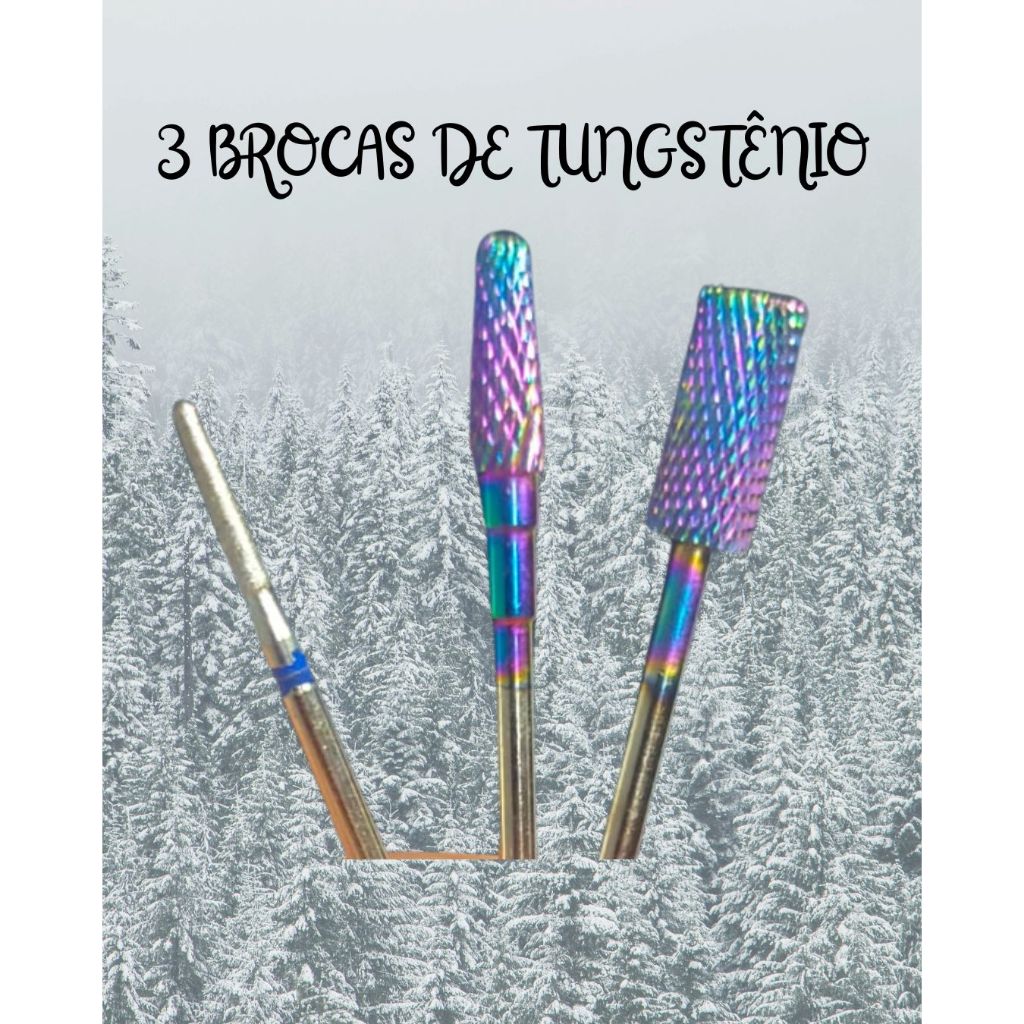 Kit 3 Brocas de Tungstênio Premium para Unhas de Gel