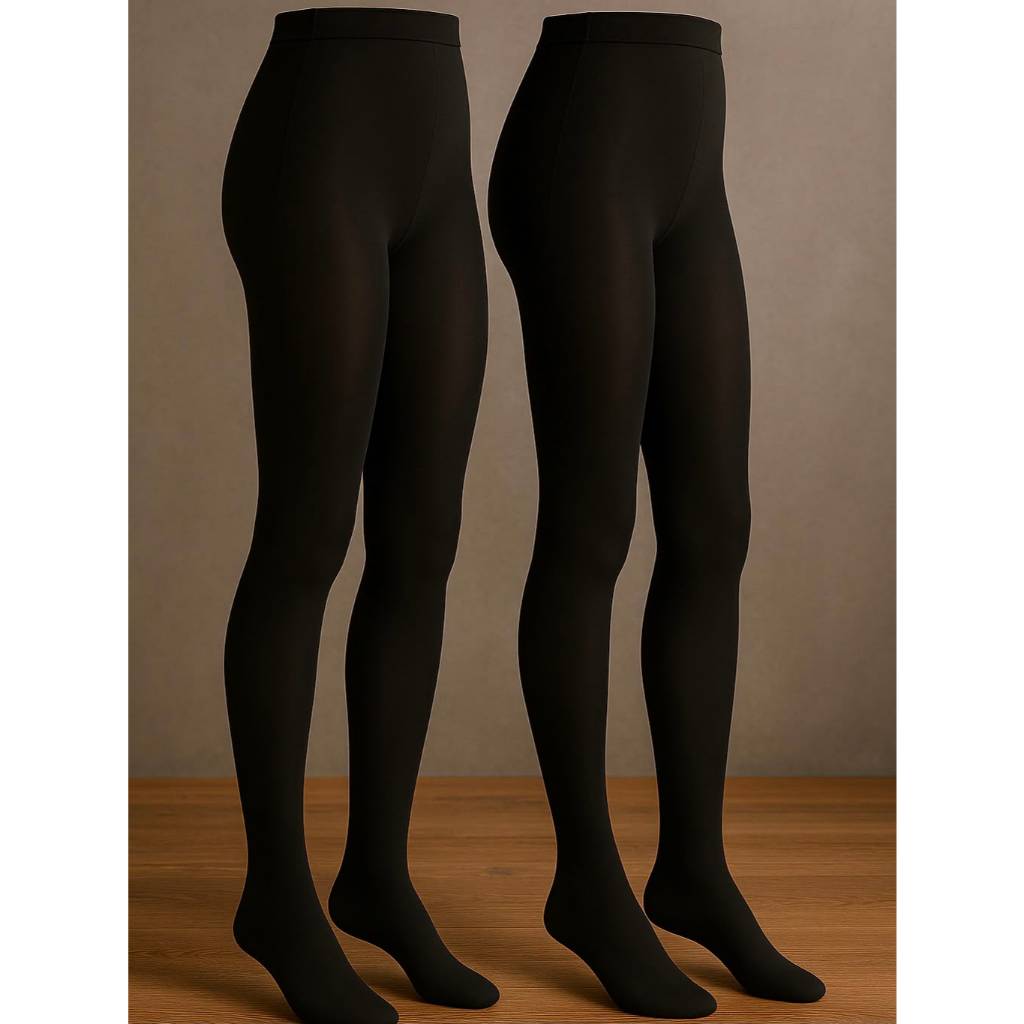 Kit 2 Meias Calça Térmica FIo 80 Feminina Flanelada Peluciada Adulta e Infantil Preta