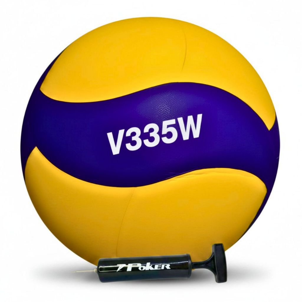 Bola de vôlei Original V335W Quadra Indoor Treino Resistente Oficial Mikasa FIVB + Bomba de Ar