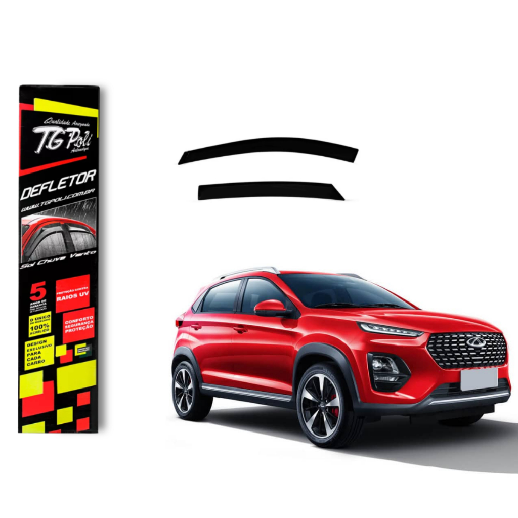 Calha de Chuva Chery Tiggo 2 2018 a 2022 Tiggo 3X 2021 a 2022 TG Poli Defletor 4P Janelas Fumê