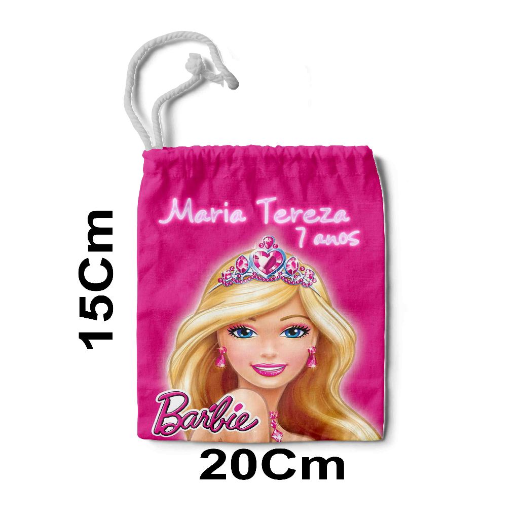 Kit Mochilinha Sacolinha Saco Sacochila Saquinho Lembrancinha Brinde Aniversario Personalizadas Barbie