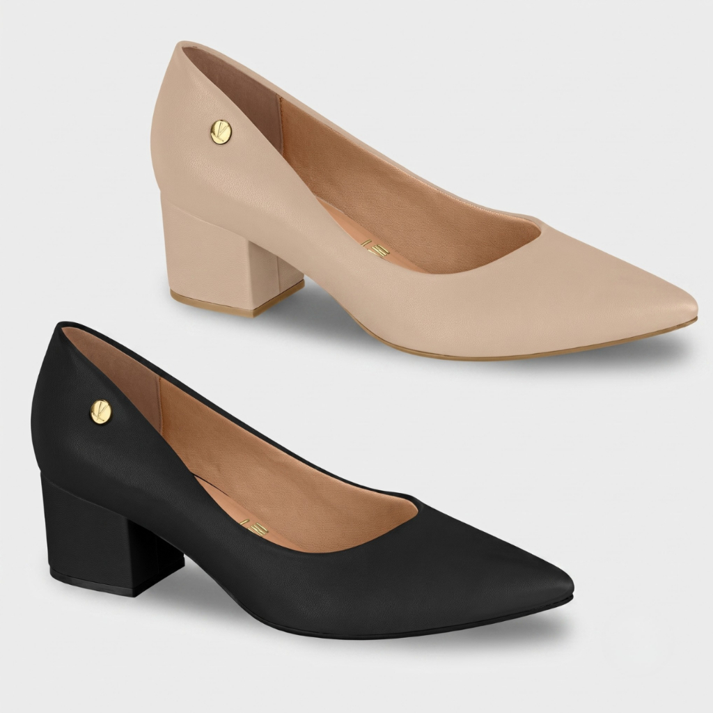 Sapato Feminino Scarpin Vizzano Salto Social Baixo Igreja Basico Confortável Promoção