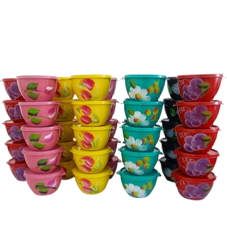CONJUNTO DE 10 POTES  TACHO 750ML DECORADO PINTURA A MÃO - ACHADINHOS DA SHOPEE