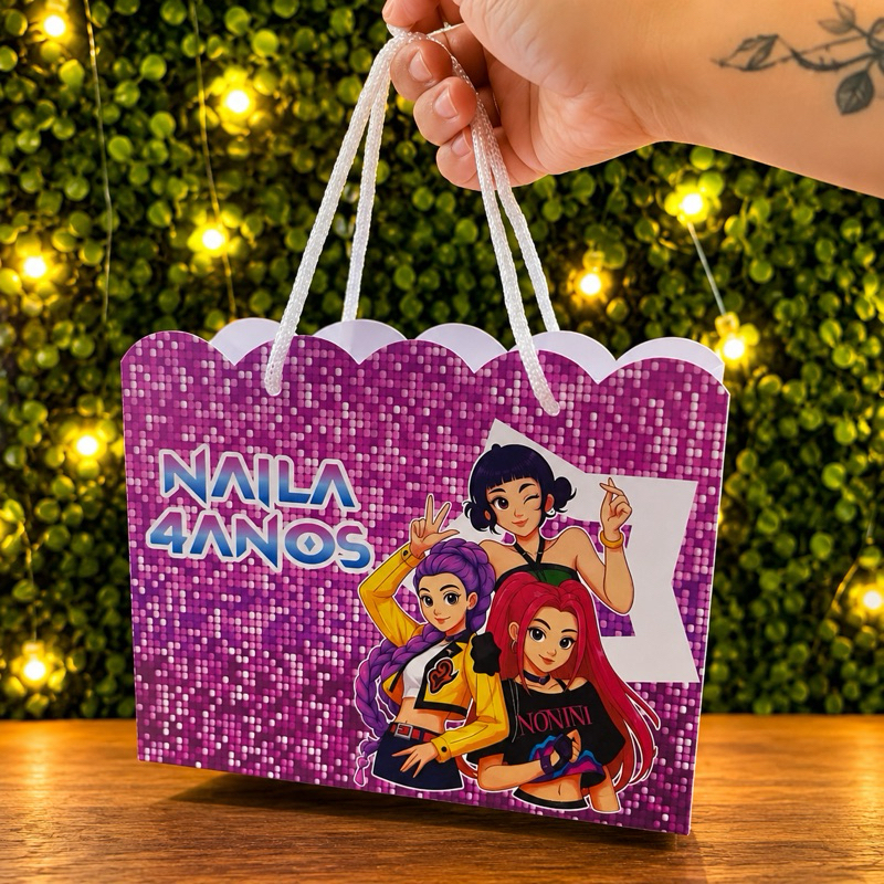 Sacolinha Personalizadas Guerreiras do K-pop |Lembrancinha | Aniversário | Guerreiras do Kpop