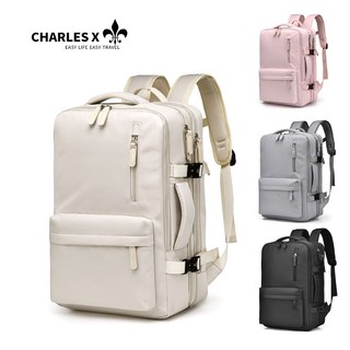 CHARLES X Mochila de Viagem Multifuncional, Impermeável, Expansível e de Grande Capacidade com Porta USB
