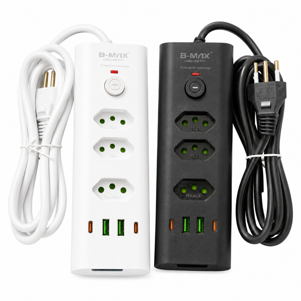 Extensão  Filtro De Linha Bivolt Com Tomada 20A Usb E Tipo-C