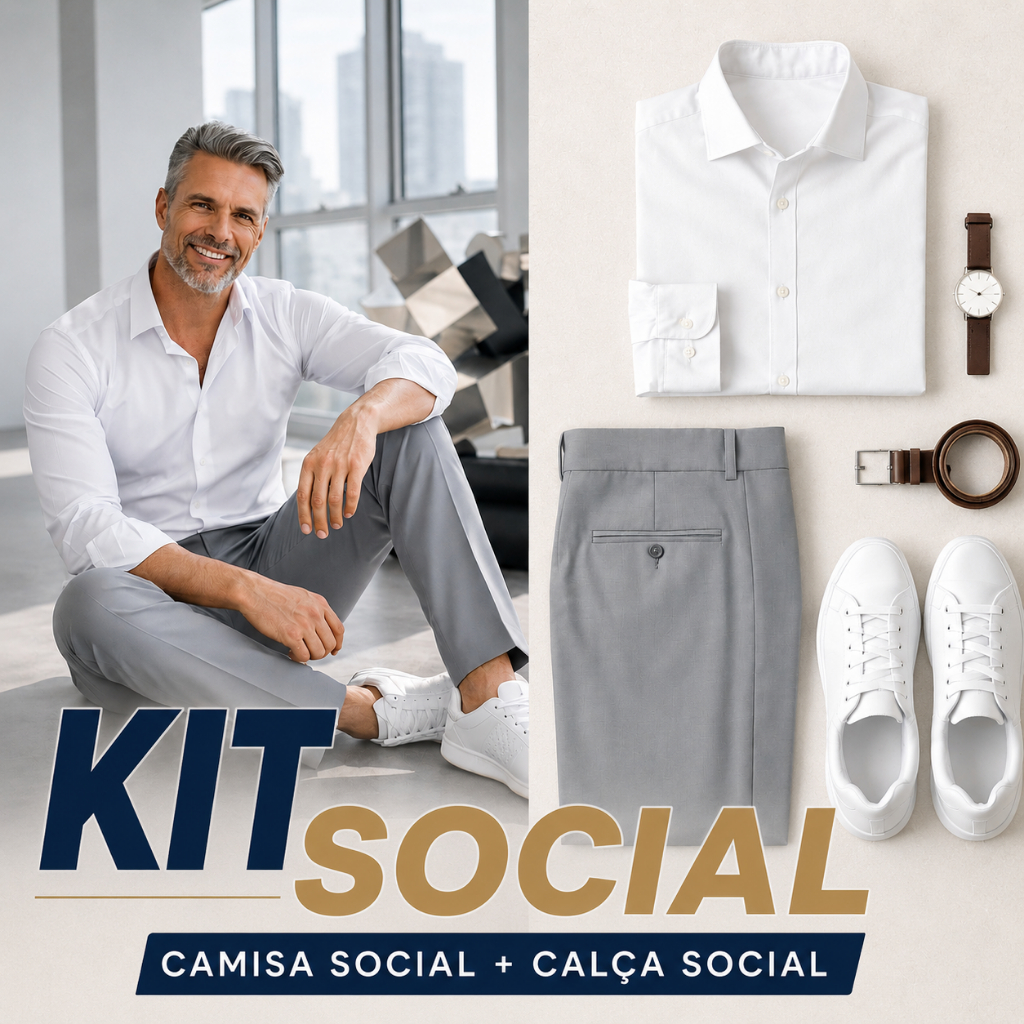 Kit Calça Social Masculina E Camisa Social De Botão Para Casamentos Trabalho E Reuniões P Ao GG
