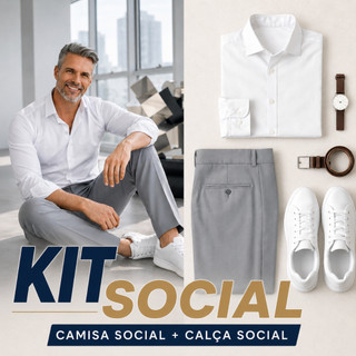 Kit Calça Social Masculina E Camisa Social De Botão Para Casamentos Trabalho E Reuniões P Ao GG