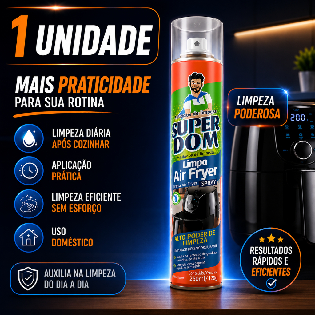 Super Dom Limpa Air Fryer Alto Poder De Limpeza Sem Estragar Sua Air Fryer Limpeza Sem Esforço 250ml