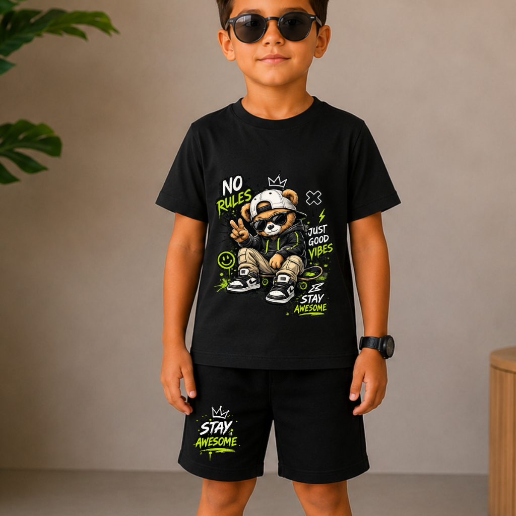 Conjunto Infantil Menino Camiseta E Short em Moletinho Confortavel e Estiloso