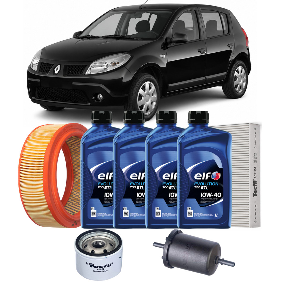 Kit Revisão Renault Sandero 1.6 8v 10W40 ELF Todos os Filtros