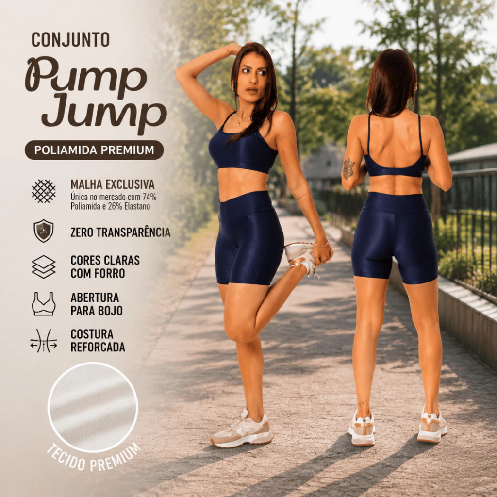 Conjunto Shine Fitness Feminino Top Fita Costas Abertas + Bermuda Meia Coxa Poliamida Premium Micro Canelado — imagem 1