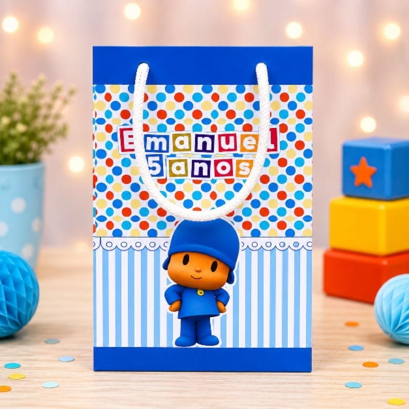 Sacolinha Surpresa P Pocoyo Azul Personalizados - Lembrancinha - Festa infantil - Aniversário - DESMONTADO