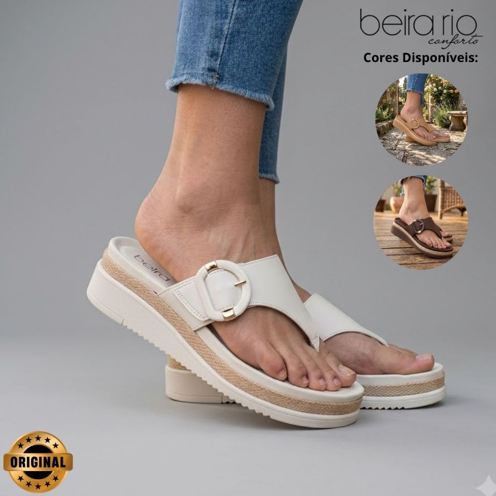 Sandália Beira Rio Feminina Plataforma Papete Tamanco Confortável Antiderrapante Casual Original