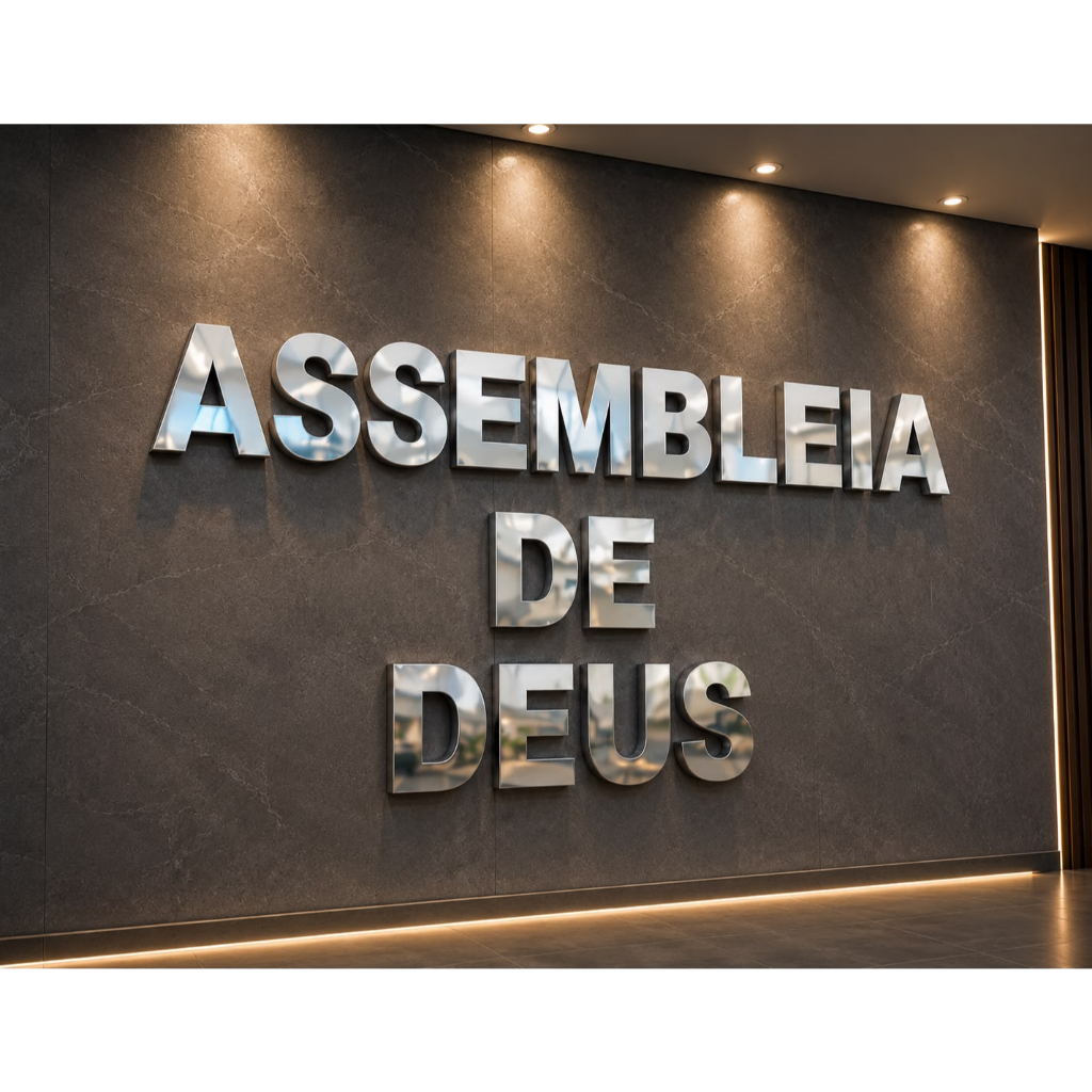 Letreiro / Assembleia De Deus 30cm Em Aço Inox Brilhante