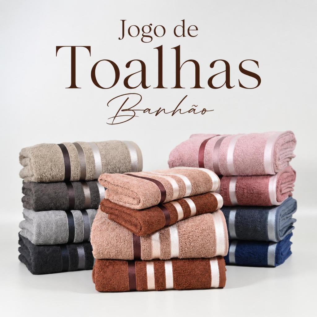 Jogo De Toalhas Banhão Rosto 100% Algodão 4 Peças Alta Absorção Toque Macio Flora Habitat