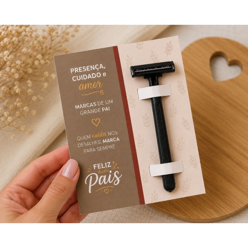 Aparelho de Barbear  Personalizado Dia dos Pais com Cartão Temático – Presente Criativo e Barato