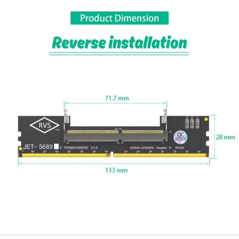 Adaptador DDR5 SODIMM p/ DIMM JET-5689 V3.0 RVS | Memória Notebook Desktop