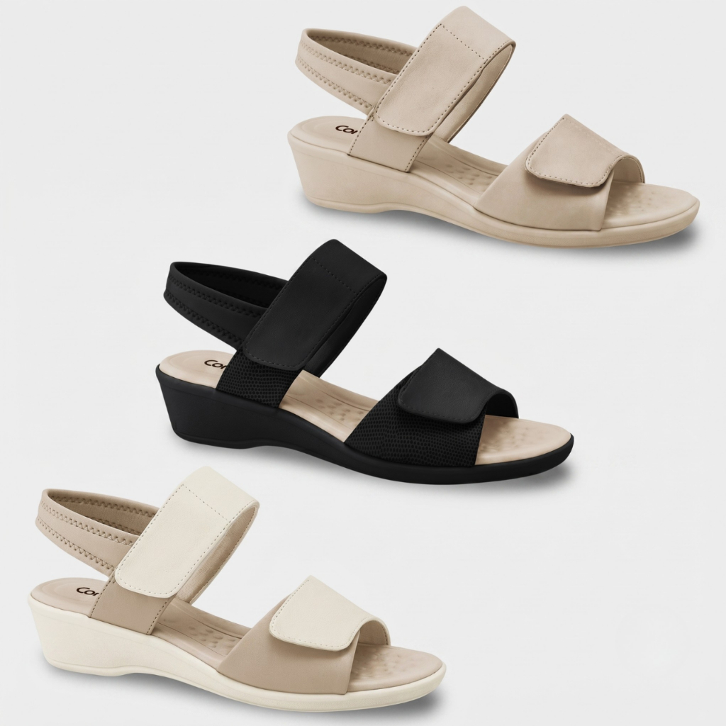 Sandália Comfortlflex Feminina Velcro Conforto Anatômica Calce Fácil Fascite Plantar