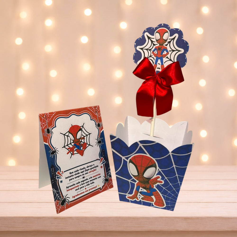 12 a 36 Cachepo Centro de Mesa + Plaquinhas Spidey Homem Aranha pronta entrega Decoração Pegue e Monte