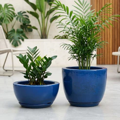 Kit 2 Vasos para Plantas Bacia Bojo Marmorizado Liso Decorativo Polietileno N1, N1