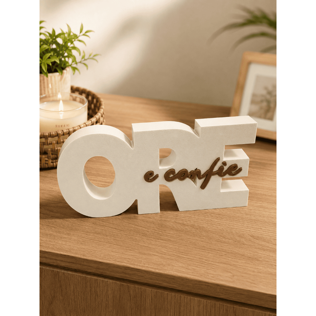 Palavra Decorativa ORE e Confie 18cm | Decoração Cristã para Sala, Quarto e Cantinho de Oração | Presente Religioso