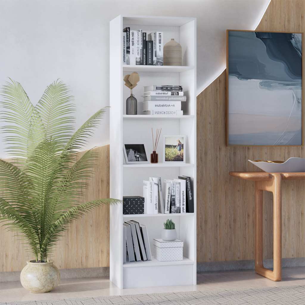 Armário Expositor Vertical Branco Com Prateleiras Nichos Para Livros Decoração E Estudo