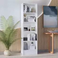 Armário Expositor Vertical Branco Com Prateleiras Nichos Para Livros Decoração E Estudo