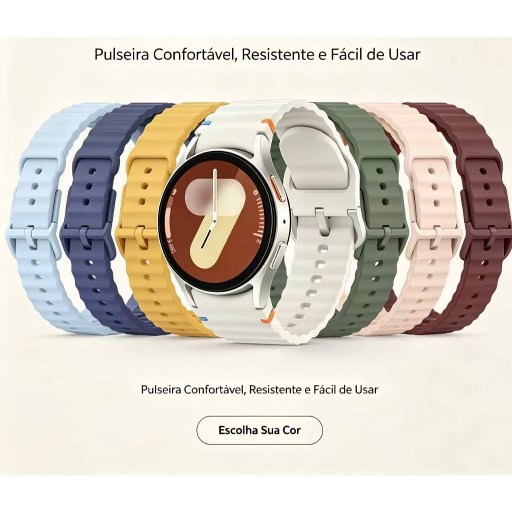 Pulseira Macia De Silicone Para Samsung Galaxy Watch 7 FE 6 4 Clássico 5 pro 44mm 40mm 43mm 47mm 45mm Substituição