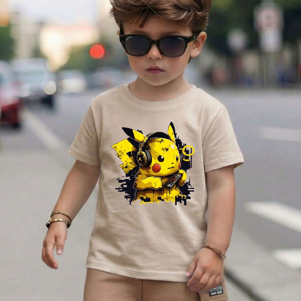 Camiseta Infantil Menino Desenho Pokemon Pikachu Blusa em Algodão Premium Juvenil e Adulto