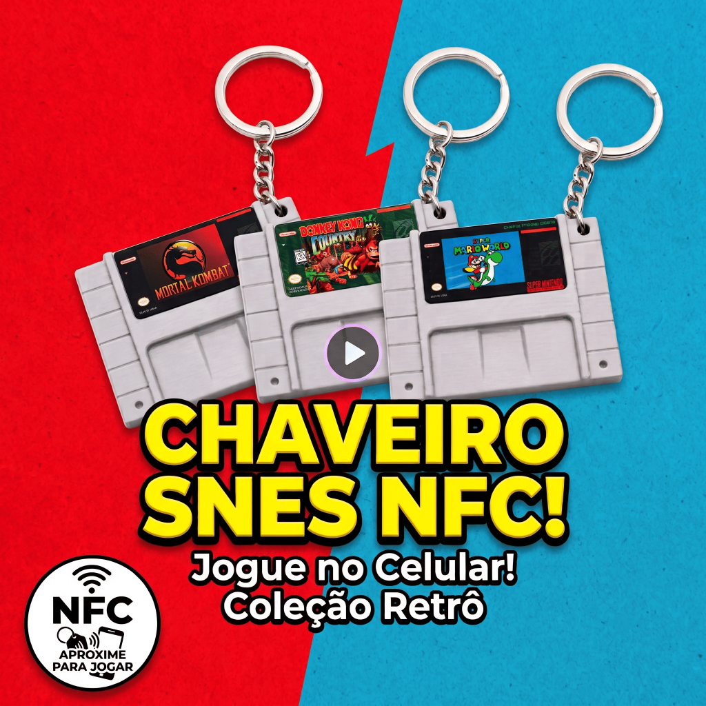 Chaveiro Super Nintendo NFC | Jogue no Celular Sem Instalar Nada | Gamer Colecionável