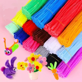 Haste De Chenille Cores 0,6*30cm Kit Com 100 Unidades Limpador De Cachimbo Arame Encapado p/Artesanato